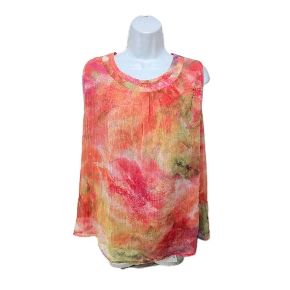 CJ Banks Whimsical Sleeveless Blouse Top 1X Whimsical Fairy Romantic  7700